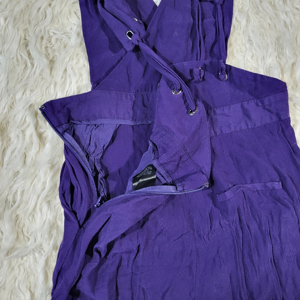 Maeve By Anthropologie Souxanne Womens Jumpsuit Apron Overalls Wide Leg 4 Purple - Picture 12 of 12
